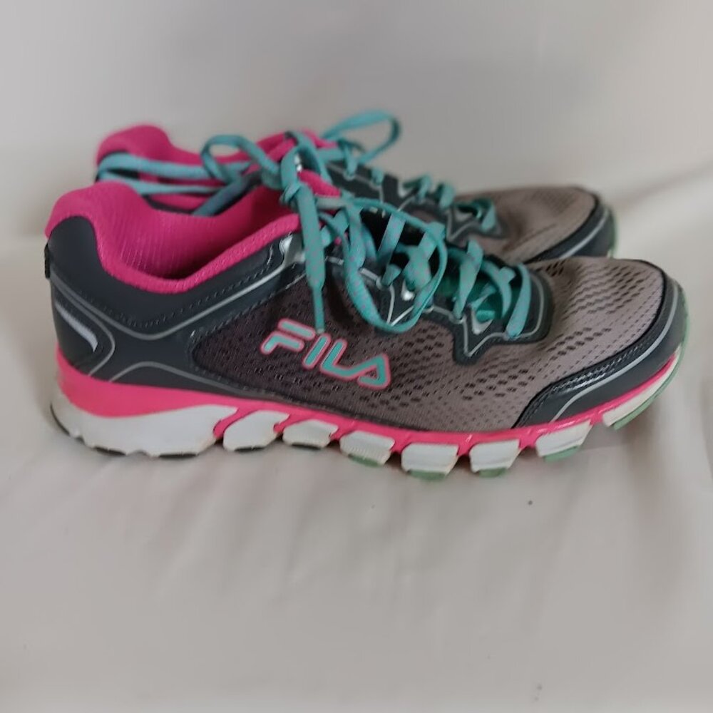 FILA shoes‎ womens size 8 gray pink blue running sneakers